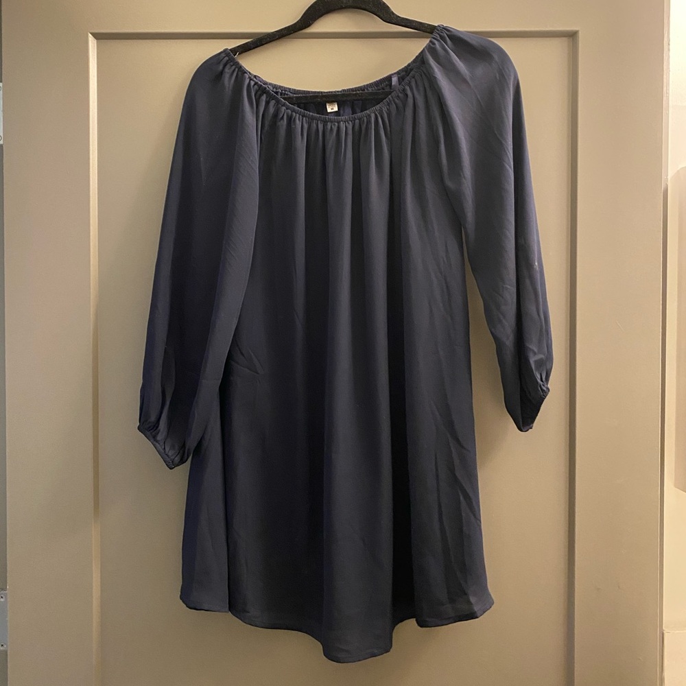 Off the shoulder navy blue dress